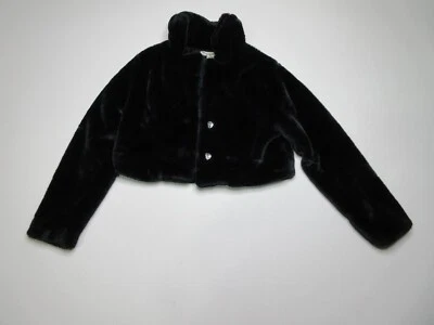 Jaqueta Knitworks preta pele sintética cropped meninas férias formais inverno tamanho 12 preta - Imagem 1 de 4