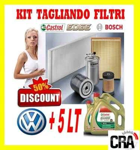 Kit tagliando olio motore CASTROL EDGE 5W30 5LT+4 FILTRI BOSCH VW GOLF 4 IV - Picture 1 of 1
