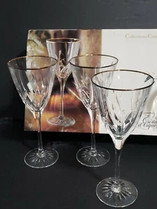 Cristal D' Arques Cassandra Gold Pattern Goblets 8 1/4" Tall x 3 3/8" Across - Picture 1 of 11