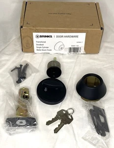 BRINKS Transitional Single Cylinder Deadbolt Matte Black E2401-122 - Picture 1 of 3