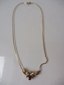 Elegante Vecchio Collier In Argento 835 Placcato Oro Con Pietre Smerigliate - Foto 1 di 4