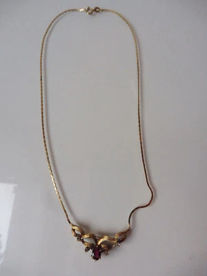 Elegante Vecchio Collier In Argento 835 Placcato Oro Con Pietre Smerigliate - Immagine 1 di 4