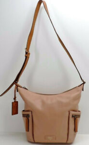 Fossil Emerson Leather Small Hobo Shoulder Handbag Shell Pink New
