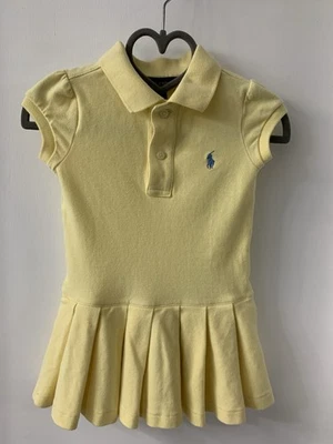 Polo Ralph Lauren Vestido Amarillo Niña 2T Azul Pequeño Logo Volantes Verano Primavera Foto 1 de 4