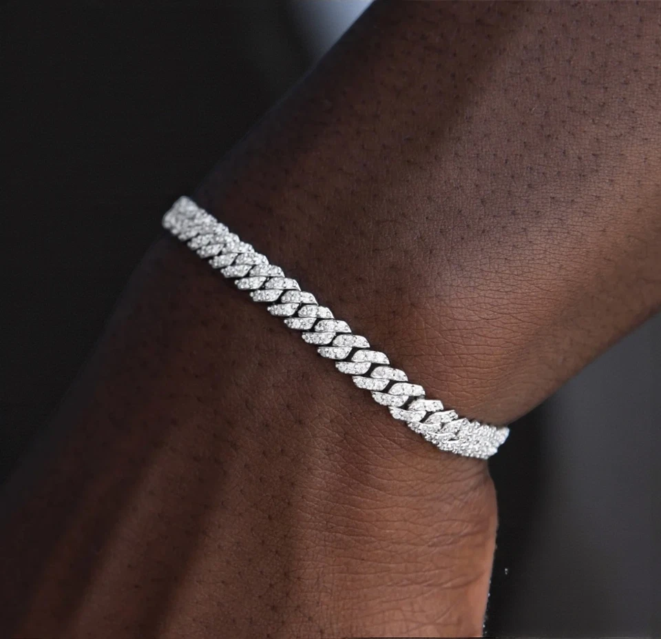 Pulsera de eslabones cubanos Moissanite 8 mm - ICED OUT VVS1 - Certificado Gra + Probador de paso Foto 1 de 4