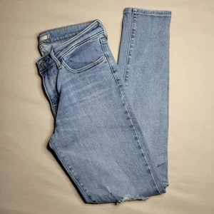 Levis 711 Slim Skinny Jeans Women's Size 30 x 28 Distressed Light Blue Stretch - Picture 1 of 14