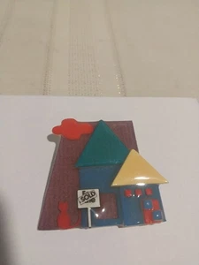 Lucinda House Pin Sold Sign , Kitty Cat Colorful Brooch - Picture 1 of 3