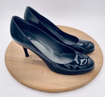 Stuart Weitzman Heels Womens 8 Black Patent Leather Pumps Minimalist - Image 1 of 4