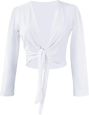 Cárdigan de algodón envolvente Daydance para niña y mujer mediano, blanco  Foto 1 de 4