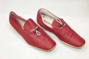 PRADA women shoes sz 7.5 Europe 40 red leather Made in Italy S9407 - Picture 1 of 5