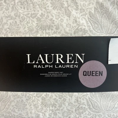 Juego de sábanas Ralph Lauren Queen lirio de agua floral gris 4 piezas blanco cabaña Foto 1 de 2