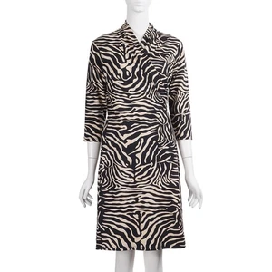 J. MCLAUGHLIN Panama Dress S Catalina Cloth Black Zebra Print Faux Wrap Sheath - Picture 1 of 7