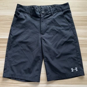 Under Armour Golf Shorts Youth Boys Size 10 Black UA Logo Athletic Stretch EUC - Picture 1 of 10