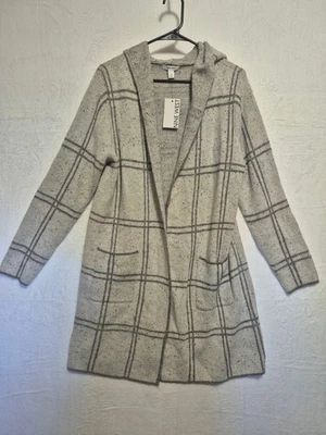 Nine West Hooded Cardigan Sweater M NWT Open Front Wool Blend Lagenlook Comfy - Image 1 of 4
