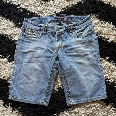Bermudas vaqueras de tiro bajo vintage Hot Kiss EE. UU. Elle Fit talla 9/29 Foto 1 de 4