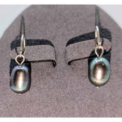 Sterling Wire Purple Peacock Pearl Dangle Earrings  - Image 1 of 4