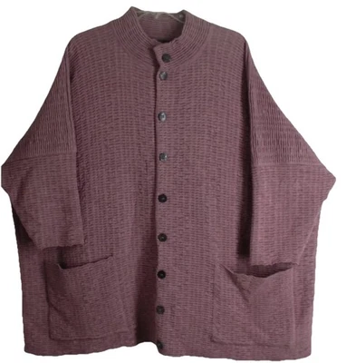 NUEVO Cárdigan Suéter Eskandar O/S ROSA ROSA Playa SEDA CACHEMIR ARRUGADO 32" Largo Foto 1 de 4