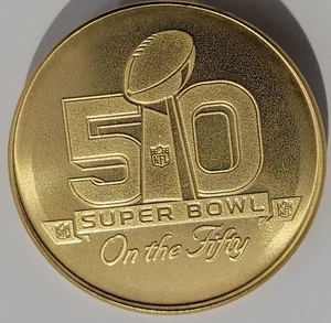 Super Bowl 50 On The Fifty Anniversary Collectible Coin NFL Officially Licensed - Picture 1 of 3
