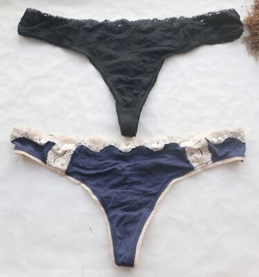 2 Pack Women Thong Solid Smooth&Mesh T-back Underwear Hipster G-string Panties L - Image 1 of 4