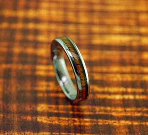 4mm Koa Wood Tungsten Wedding Band,Dome,Hawaiian,Wood,Anniversary,Comfort Fit - Picture 1 of 5