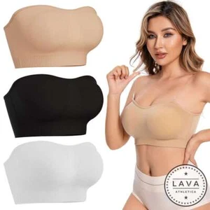 Reggiseno donna senza spalline fascia reggiseno senza cuciture imbottitura rimovibile senza fili tubino top reggiseno - Foto 1 di 15