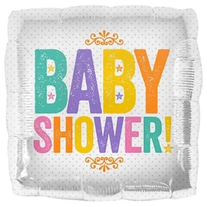 Baby Shower Block Letters Square 18" Foil Balloon (Packaged) - Picture 1 of 1