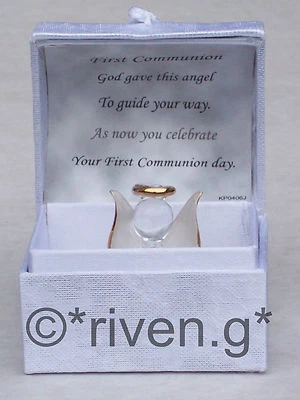 PRIMEIRA COMUNHÃO@Caixa de Presente Anjo@Vidro@Verso de Cartão@ÚNICO@CONFIRMAÇÃO conjunto de lembrança - Imagem 1 de 4