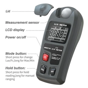 Misuratore di luce digitale L1 misura luminosità da 0 1 a 200000Lux facilmente - Bild 1 von 8