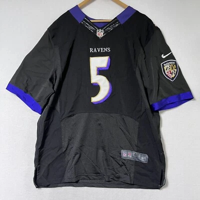 乔·弗拉克 #5 巴尔的摩乌鸦队男式 48 码耐克现场 NFL 缝合主场球衣 — 第 1/4 张图片