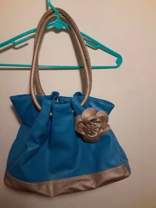 Bolso floral azul y dorado para mujer, cuero sintético, bolso grande, ver descripción - Imagen 1 de 12