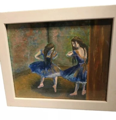 Bailarinas bailarinas en azul, impresión de una acuarela pintura ballet arte de pared enmarcado Foto 1 de 4