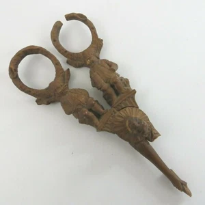 Antique Wooden Carved Fork and Spoon Pastry Tongs Black Forest c1860 Figural - Picture 1 of 12