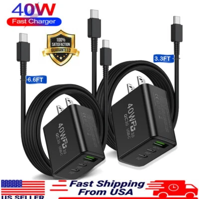 40W Fast Charging Double USB-C Wall Charger For Motorola Edge Moto Stylus 5G2023 - Image 1 of 4