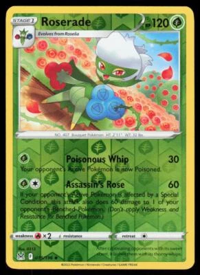 Roserade 015/196 Reverse Holo Pokemon Lost Origin LP - Image 1 of 2