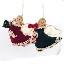 Cloth Country Angel Christmas Ornament Holding Love Joy Message  Fabric Velvet