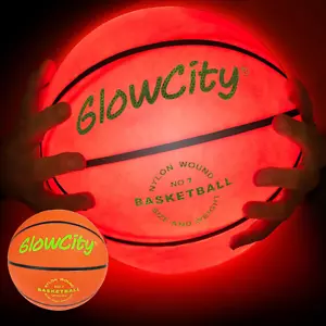 Glow in the Dark Basketball for Teen Boy - Glowing Red Basket Ball, Light up LED - Picture 1 of 9