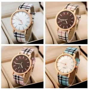 Reloj para mujer/niña a cuadros, correa a cuadros, informal, formal, vestido, lujo - Imagen 1 de 5