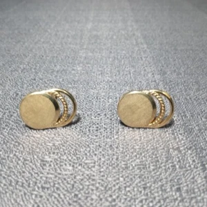 Vintage Swank Cufflinks Gold Tone Metal Asymetrical Design Textured Field - Picture 1 of 6