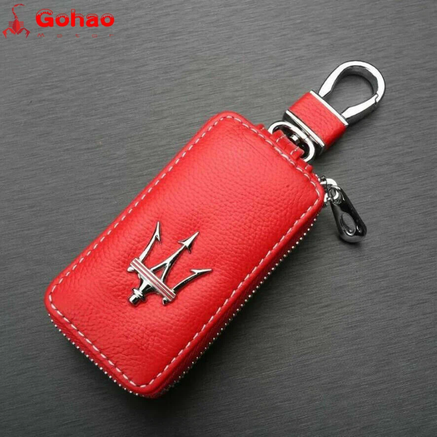 Funda porta llaves de cuero genuino para Maserati Ghibli GT GC Quattroporte roja Foto 1 de 1