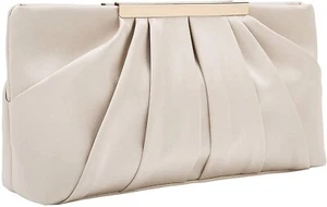 CHARMING TAILOR Clutch Evening Bag Elegant Pleated Satin Formal Handbag - Picture 1 of 6