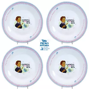 Always Fresh MOM'S KITCHEN 11" Dinner Plate Set 4Pc Retro Pink Gingham Blue Mint - Picture 1 of 13