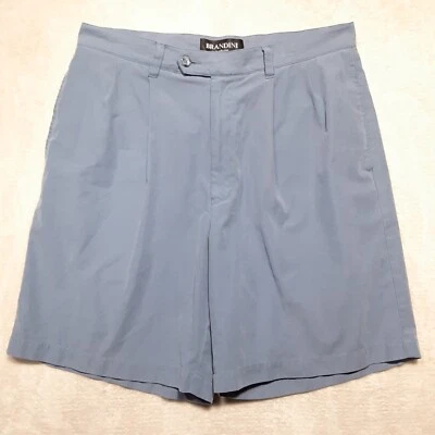 Shorts chino plissado masculino Brandini tamanho 33x7" costura interna/ardósia azul/casual/mistura de náilon - Imagem 1 de 4