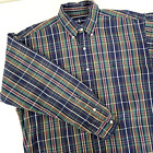 Ralph Lauren Vintage Seersucker Shirt Men L Green Plaid Classic Preppy Button Up
