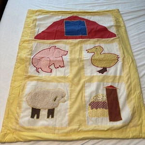 Leer - Edredón vintage para regazo o cuna para niños, animal de granja de granero 30x37 pulgadas, amarillo - Imagen 1 de 13