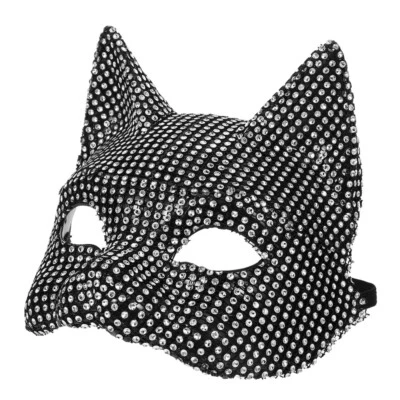  Mardi Gras Mask Therian Rhinestone Masquerade Cat Lady Prom - Image 1 of 4