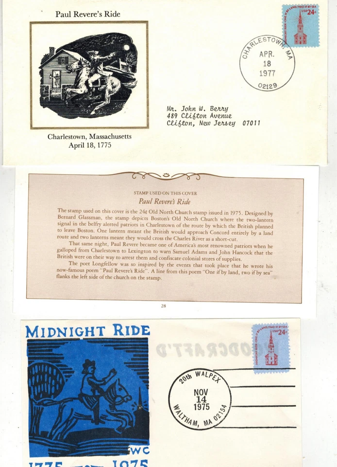 1975 AMERICANA SERIES 1603 OLD NORTH CHURCH BOSTON MA SET OF 2 SEE DESCRIPTION - Image 1 of 1