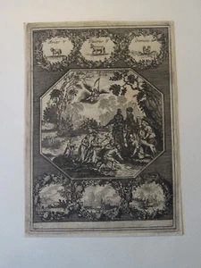 BELLE GRAVURE XVIII° SCENE MYTHOLOGIE RELIGION ORNEMENT ANGE BAROQUE - Foto 1 di 6