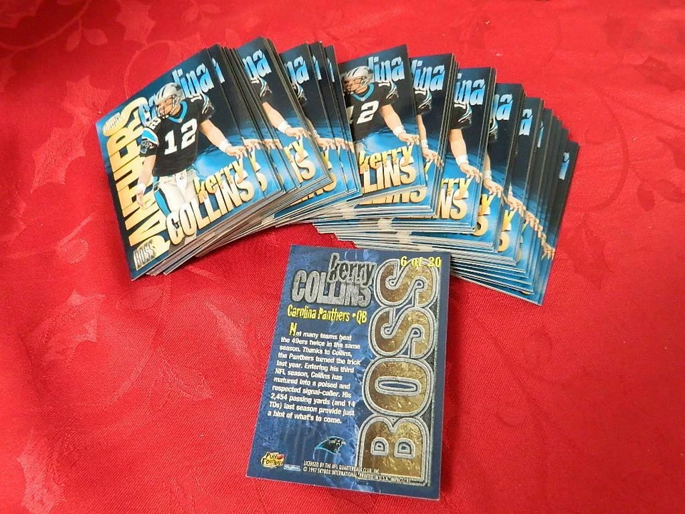 100 CARD LOT 1997 SkyBox Impact PANTHERS Football #6 KERRY COLLINS BOSS INSERT - Image 1 of 1