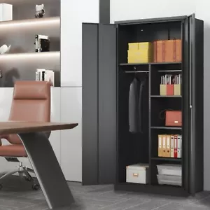 Armario De Ropa Closet Para Dormitorio Cuarto Metal Ropero Guardar Con Estantes - Picture 1 of 17