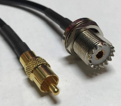 RCA Male to UHF Female Bulkhead Pick Your Length RG58 Coax Cable 50ohm USA - Image 1 of 3